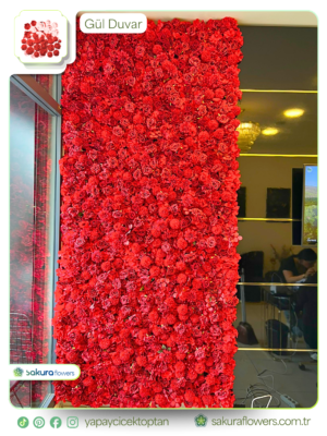 yapay gül duvar paneli – kırmızı