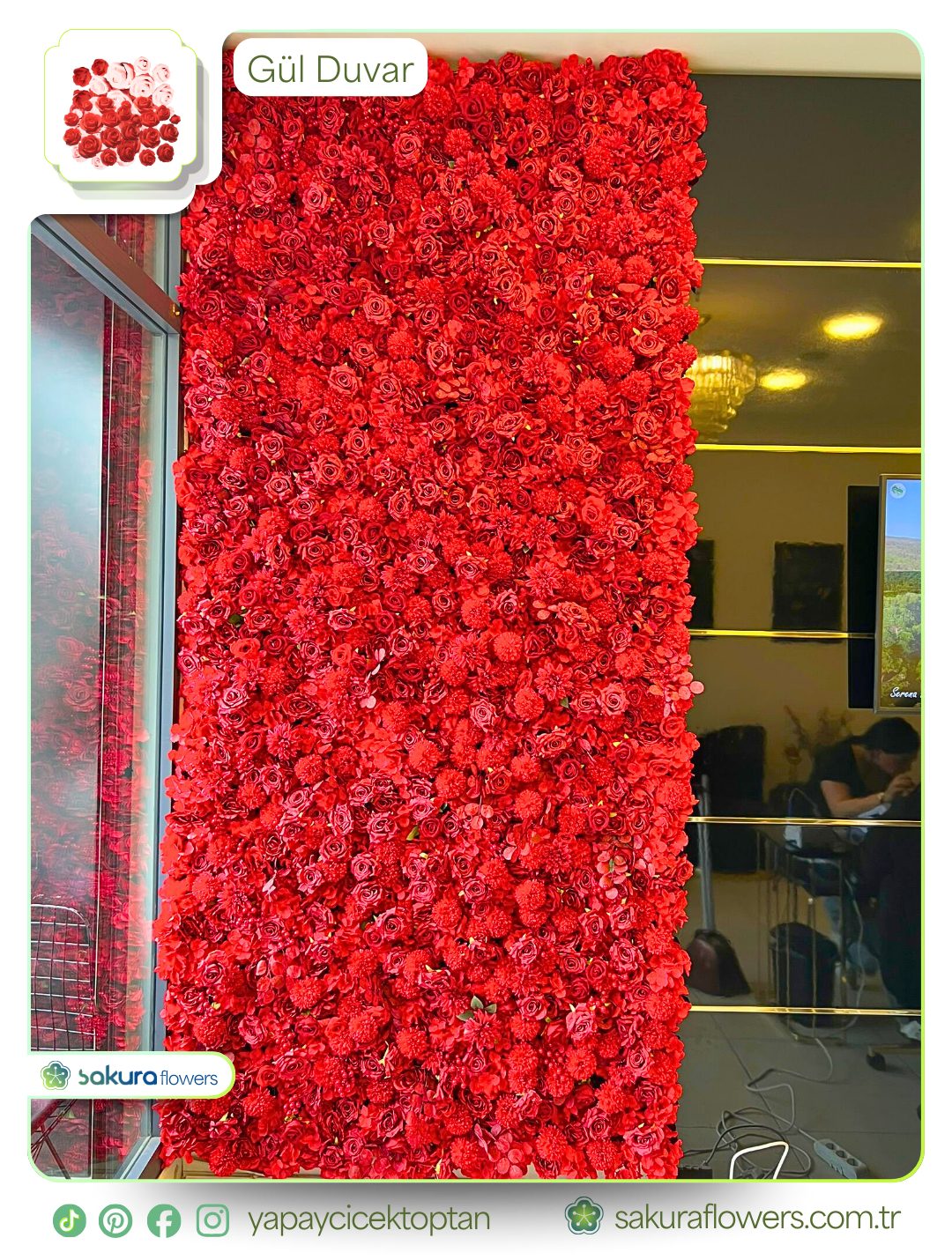 yapay gül duvar paneli – kırmızı yapay gül duvar paneli – kırmızı