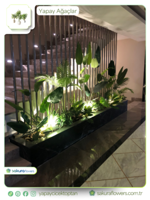 siyah mermer dokulu lüks bitki havuzu